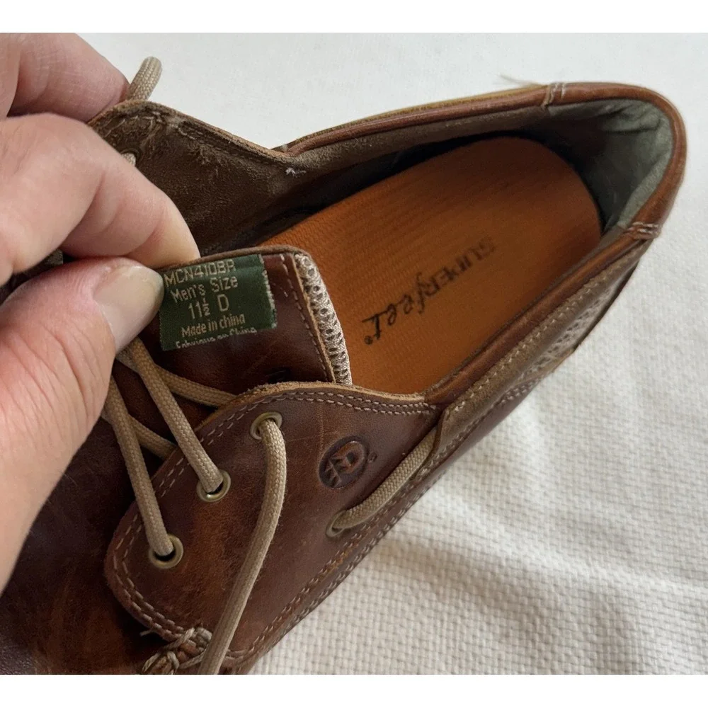 Dunham Shoes Mens Size 11.5 D Brown Leather Boat Style Walking‎ Comfort Rollbar